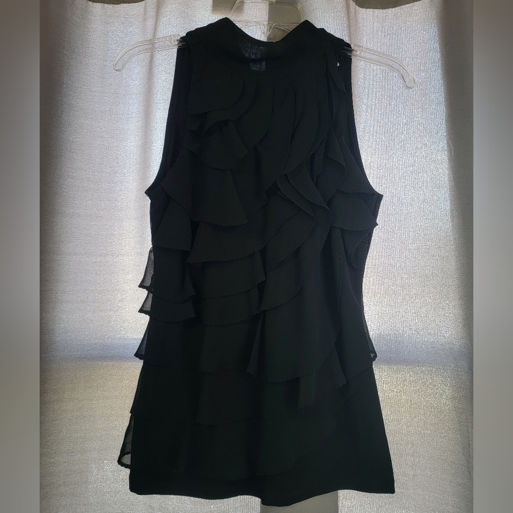 WHBM Black Frill Sleeveless Top